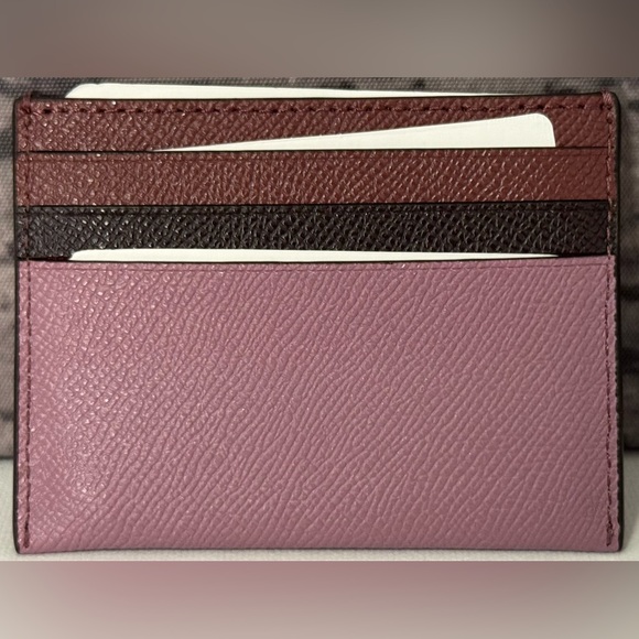 NWT Coach Colorblock Flat Card Case Crossgrain Leather Jasmine Multi 12070 - Picture 4 of 5